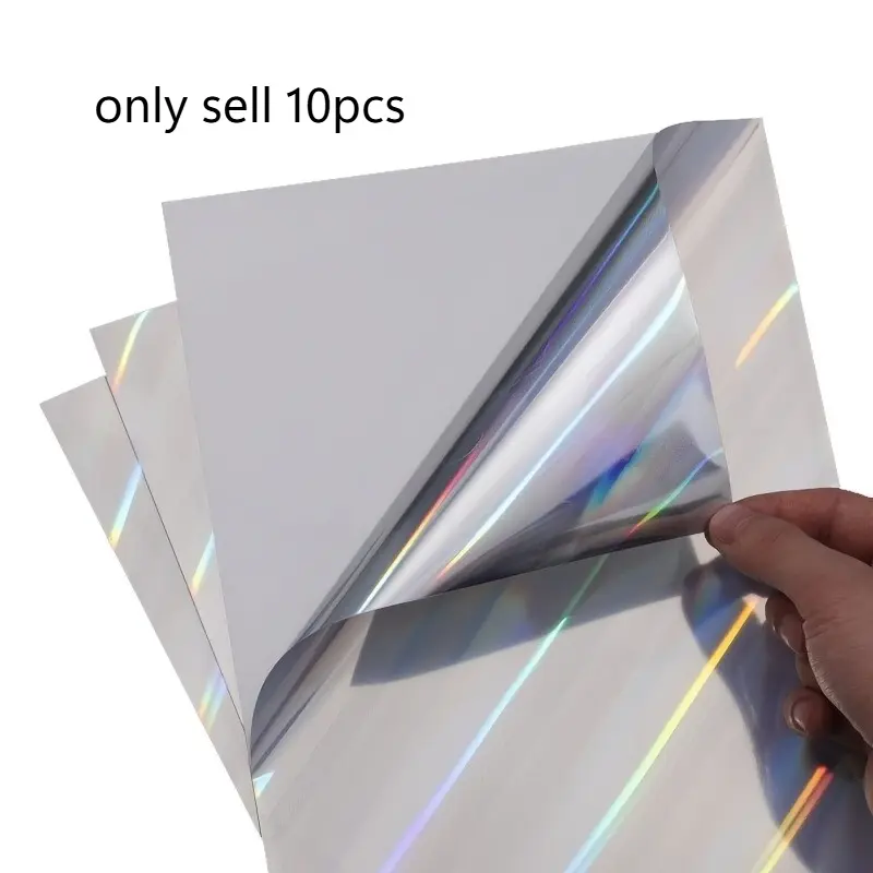 10 holographic vinyl prisms/stars/glass shards/snowflakes/lines holographic label stickers printable inkjet printer specific vinyl sticker paper (8.26 * 11.7 inches)