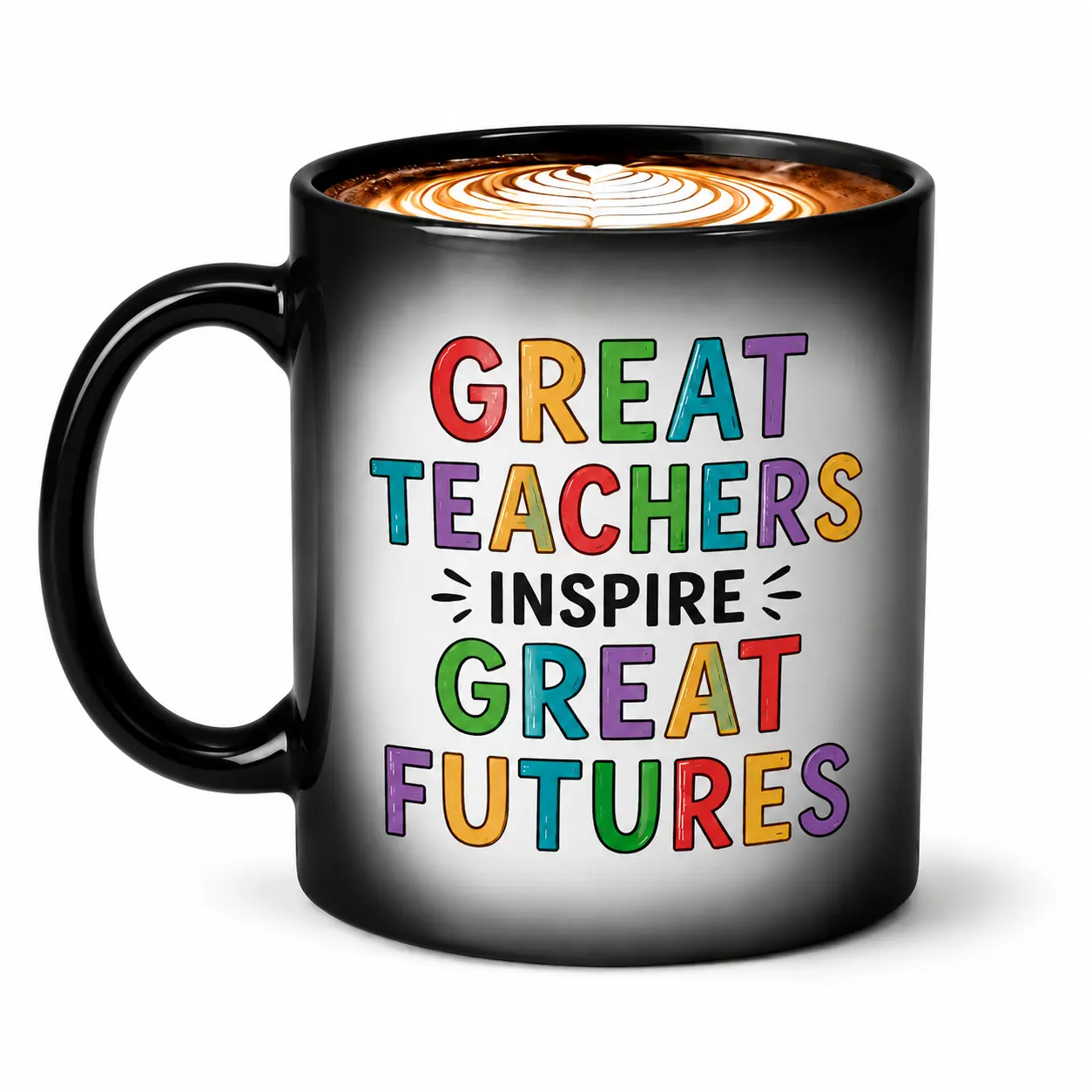 Color Changing Great Teachers Inspire Great Futures Mug, Heat Activated Teacher Appreciation Coffee Cup, Thank You Teacher Gift From Student, Inspirational Teacher Gift, Birthday Christmas Gift For Teachers, 11oz