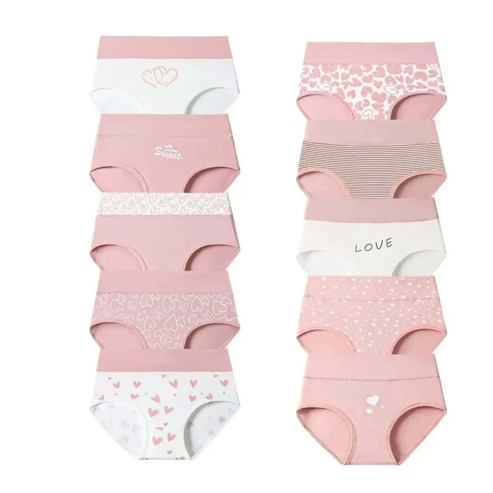 Women's Lady's 4/6/8-Pack Plus Size Pure Cotton High-Waisted Tummy Control Panties, Cute Full Print Seamless Full Briefs, Breathable Daily Wear Cotton Underwear for Sports & Outdoor Use, Panty, Breathable Care