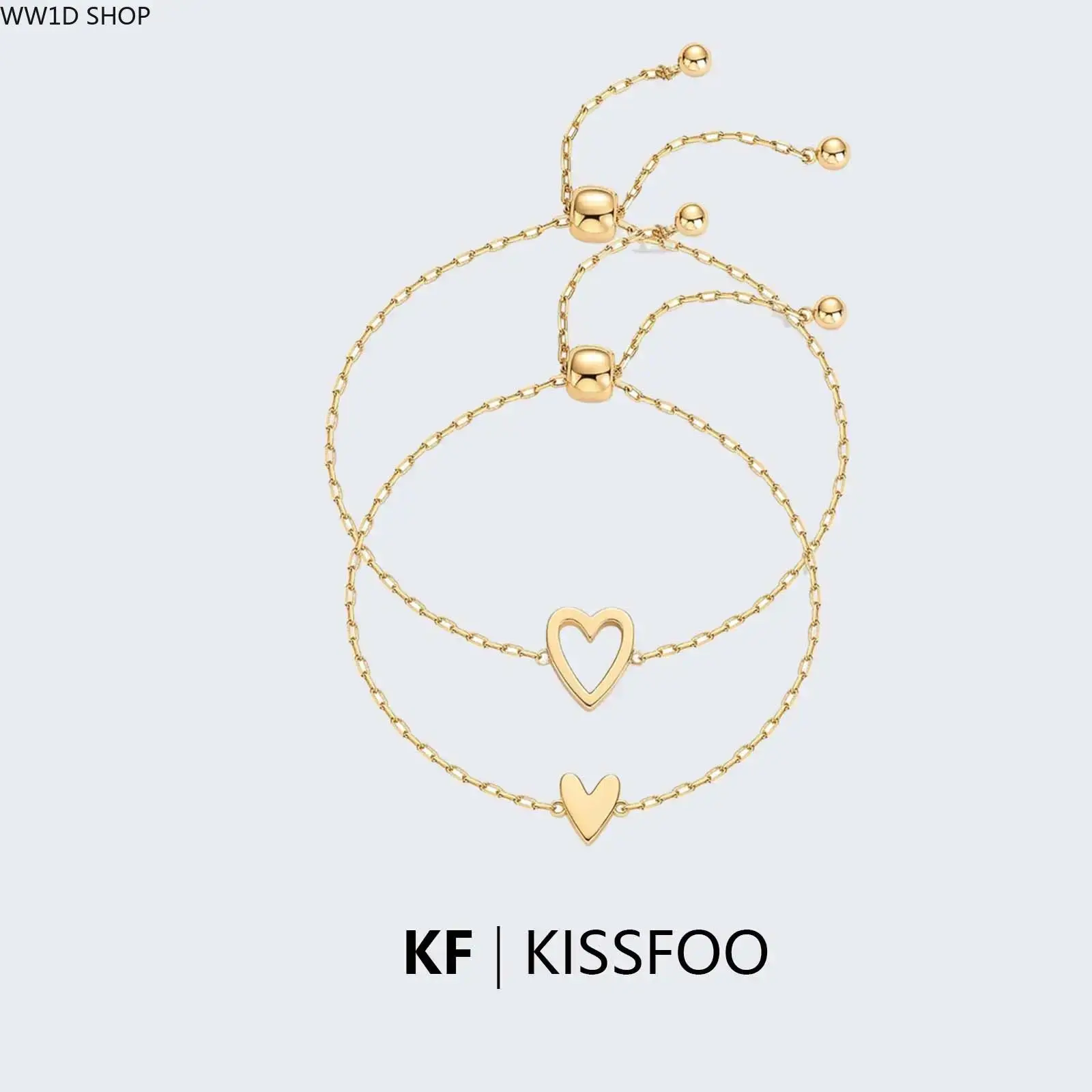 2-Piece Charm Jewelry for Mother-Daughter Sets, Coordinating Steel Cutout Pendants on Adjustable Cords, 22cm, Bracelet, Couples And Mother-Daughter Sets, Heart, Charm Bracelets, Adjustable Size, Pull-Out Chain, Special Events