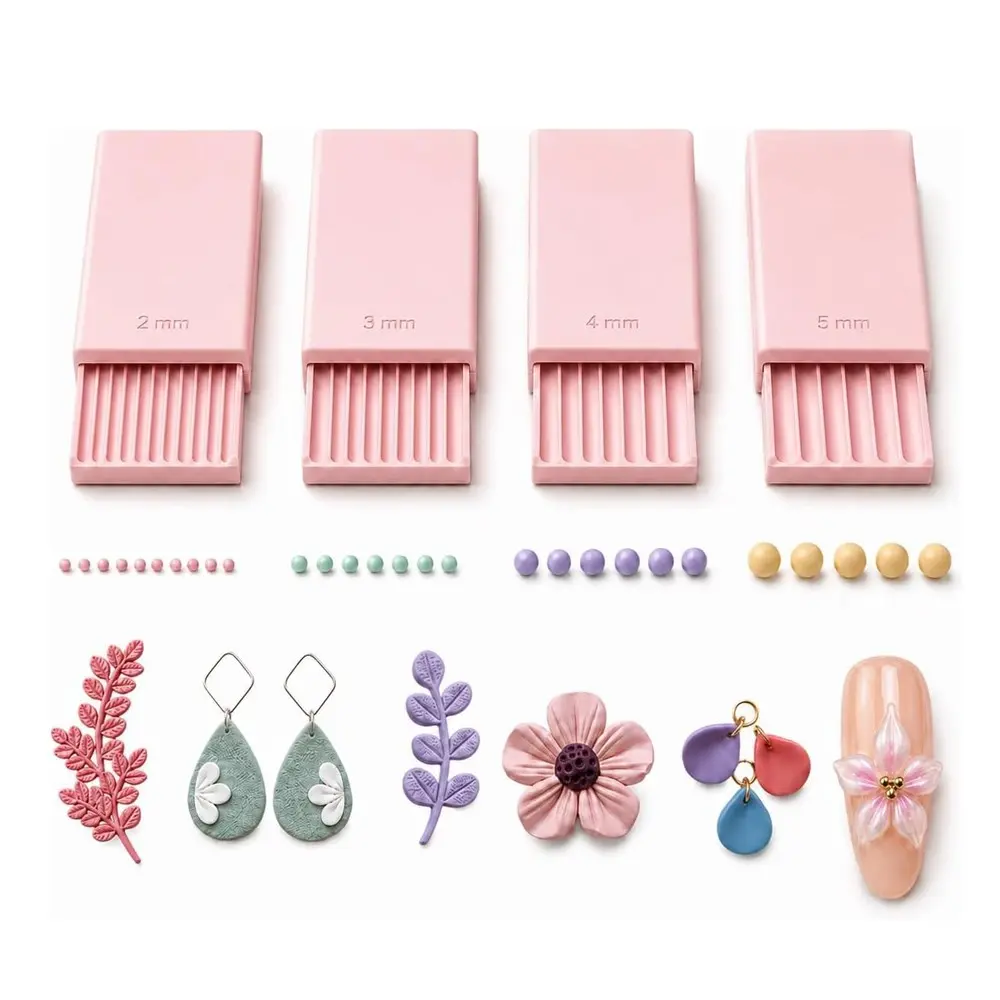 3D Print Clay Gel Ball Maker Tool, Nail Art Bead Roller for 3D Gel Flowers | Polymer Clay Roller 2mm 3mm 4mm 5mm Sphere Shaper Roller Tool for Perfect Round Beads, Earrings & Jewelry Making