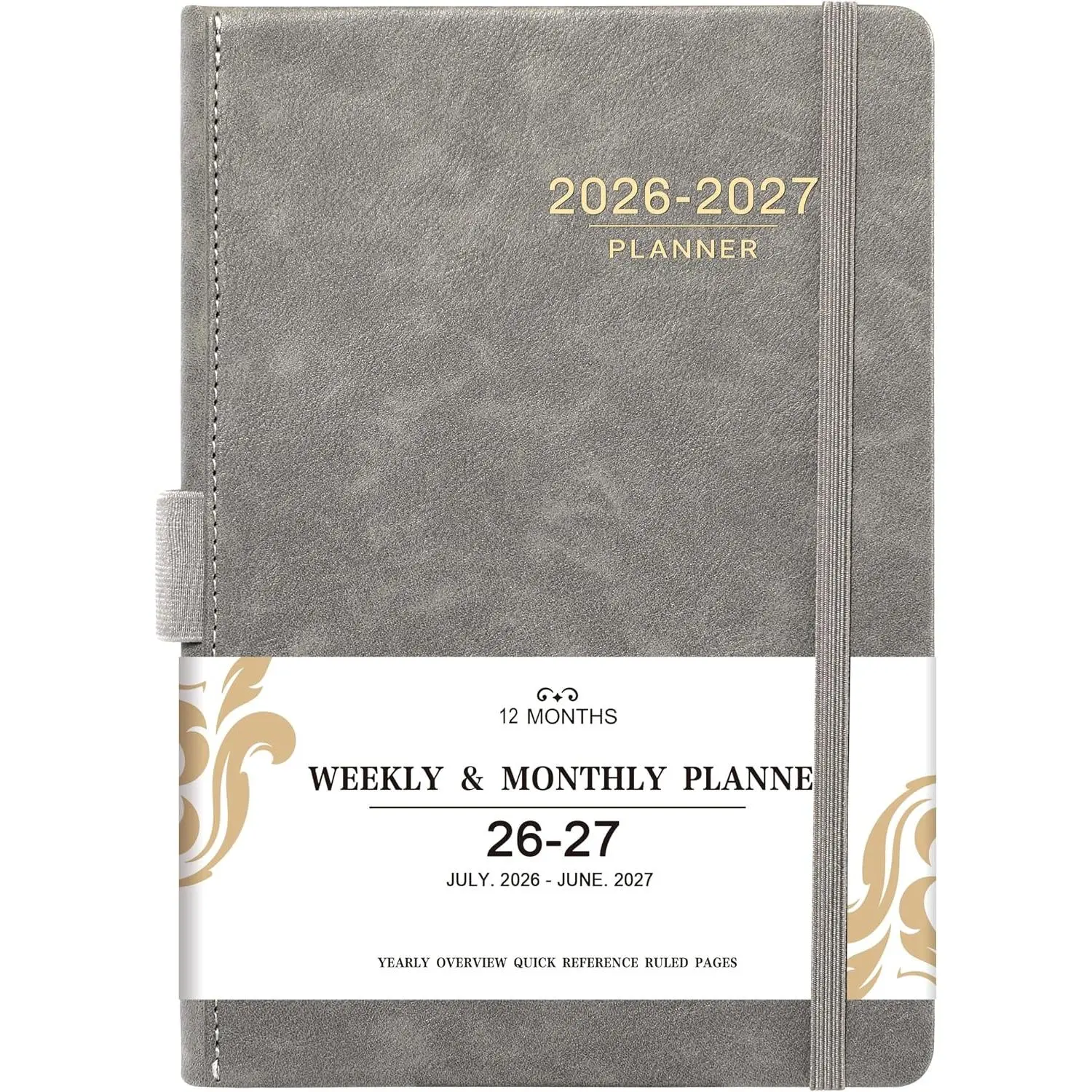 2026-2027 Planner - Weekly Monthly Calendar from July 2026 - June 2027, 5.85‘' x 8.5'' Agenda 2026-2027 with Leather Cover, Pen Holder, Elastic Closure, Ruled pages