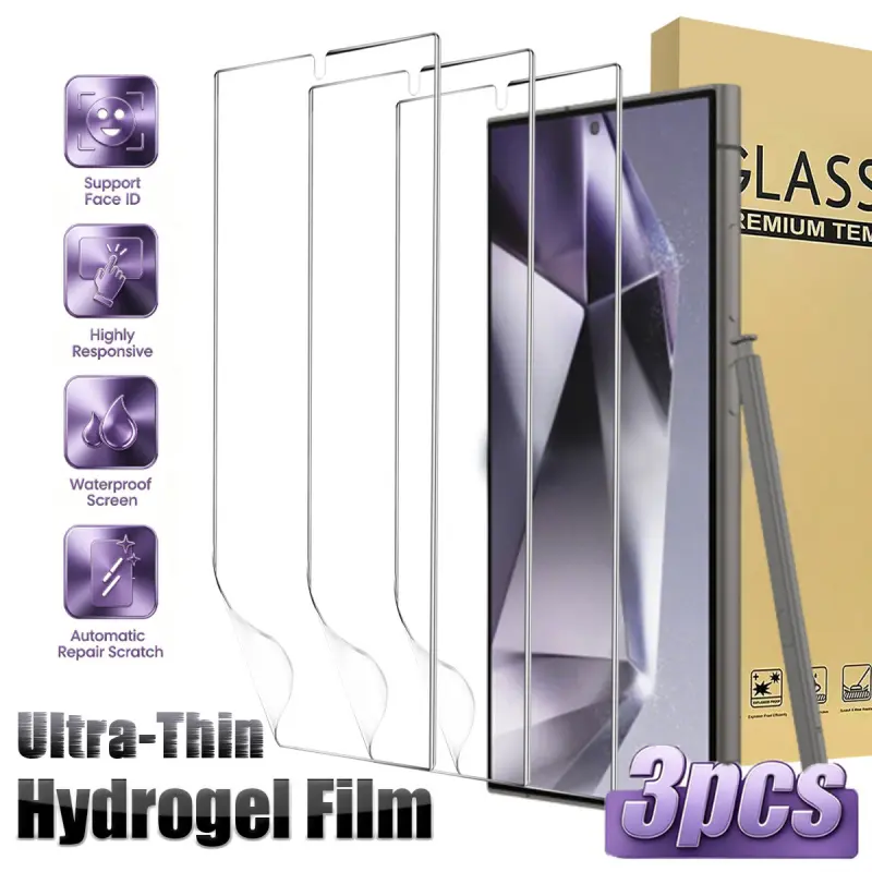 3 pieces (hydrogel high-definition) compatible with Galaxy S20/Ultra/Plus/FE hydrogel screen protector. Flexible screen protector. Full coverage hydrogel film, compatible with Samsung series phone accessories.