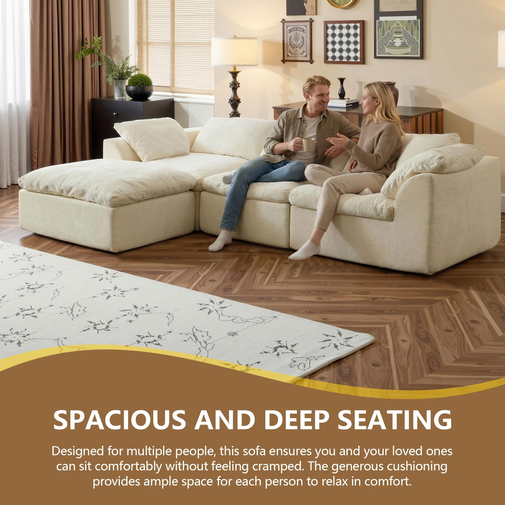 【1/2 Packages】108"Cloud Couches for Living Room, Boneless Couch L-Shape Comfy Sofa Modern Modular Sectional Sofa with Ottoman, Compressed Sofa, Cloud-Like Comfort, Flexible Modular, No Assembly Needed