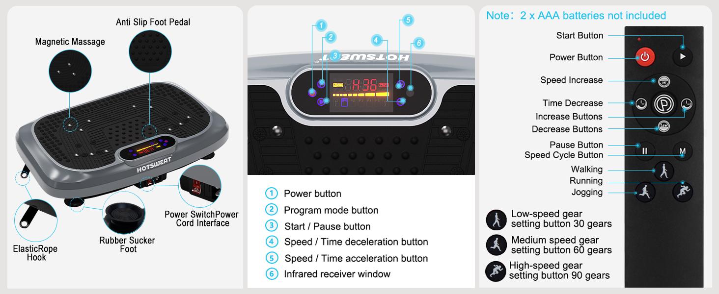 Vibration Plate Exercise Machine for Lymphatic Drainage,Power Plate Vibrating Platform ,Shaker for Weight Loss,Waver Board with 120 Levels for Home Gym