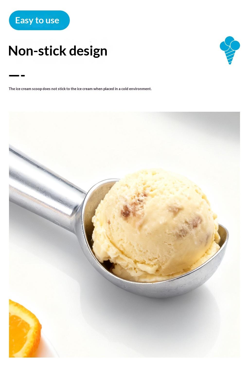 Heavy Duty Aluminum Ice Cream Scoop, Professional Self-Fusing Ball Maker, Ergonomic Ice Cream Digger for Commercial Use # GLOBAL PIC