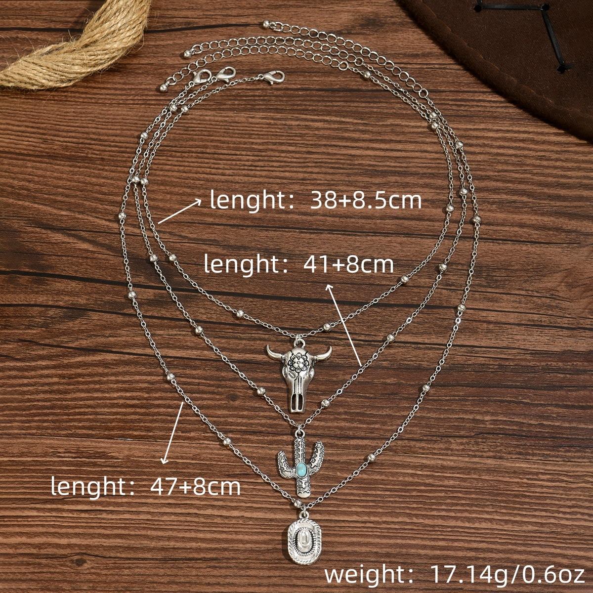 Boho Western Cowboy Set, Ethnic Cactus Bull Head Necklace for Women, Unique Fashion Accessory, Perfect for Stylish