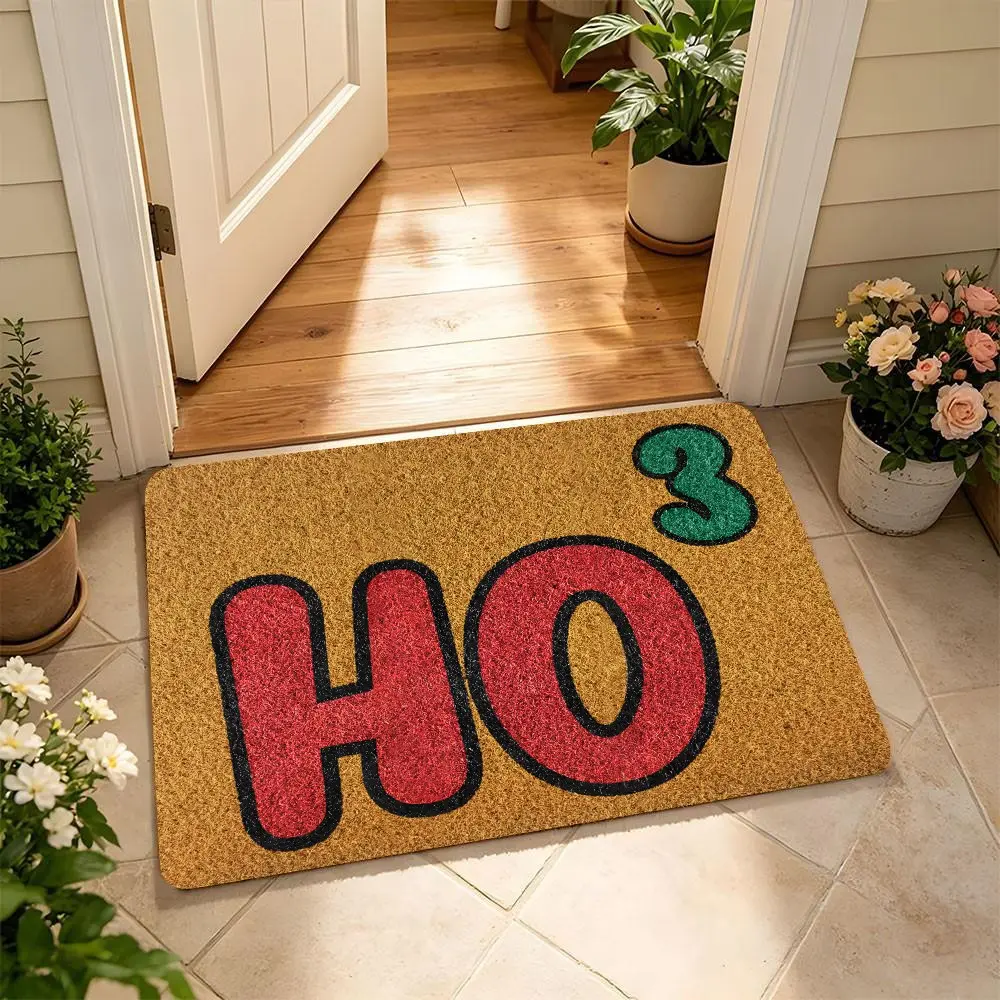 Trendy Ho³ Christmas Coir Front Doormat, Funny Holiday Welcome Mat, Non Slip Rubber Back Entry Rug, Festive Xmas Porch Doormat, Cute Christmas Home Decor Gift for Family & Friends