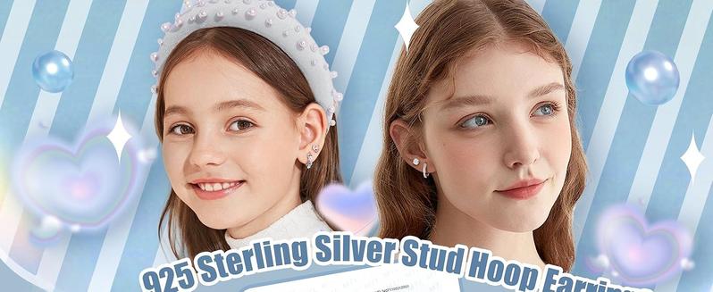 FUNRUN Earrings for Women - Hypoallergenic  Earrings - Cubic Zirconia Earrings Studs Hoop Set for Sensitive Ears