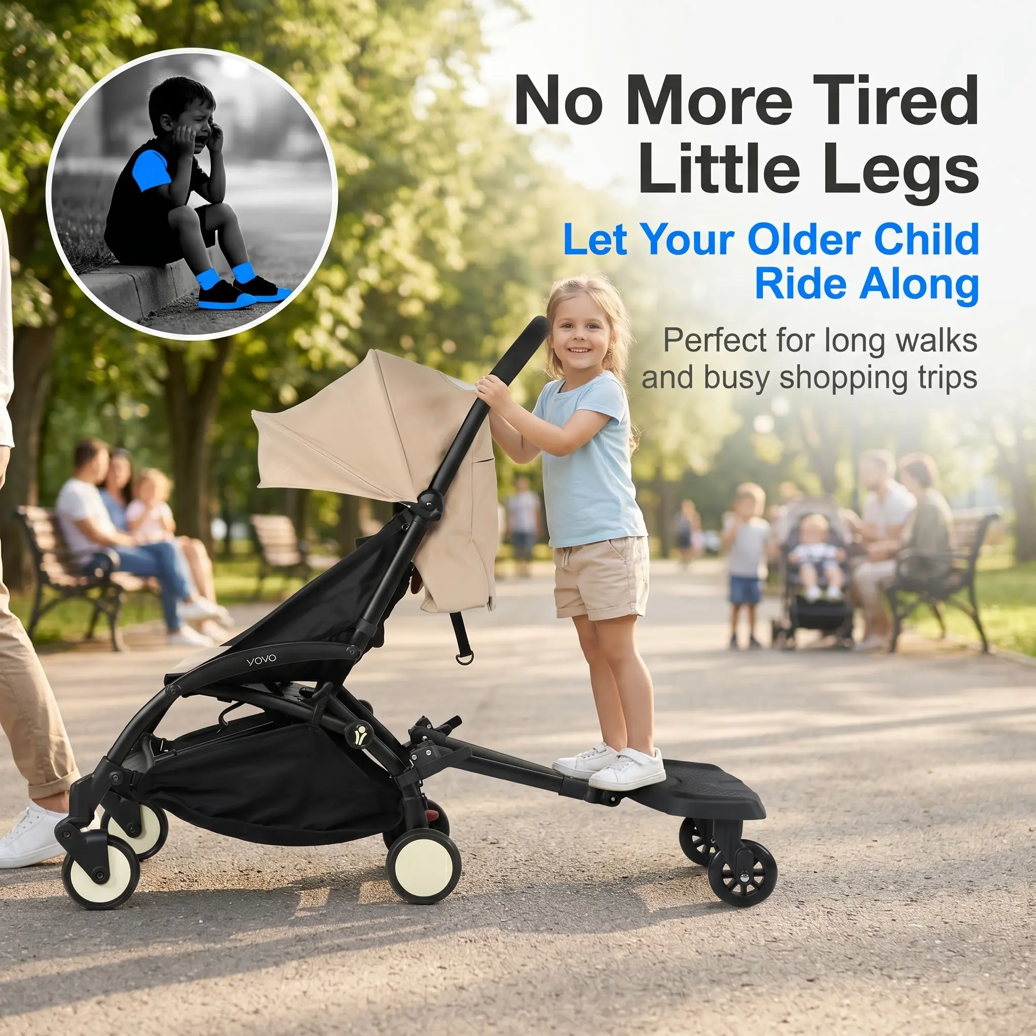 Baby Stroller Twin Seat Attachment, Universal Infant Pushchair Accessory, Portable Baby Carrier Add-On, Essential Travel Gear for Parents, Traveling Stroller Gear
