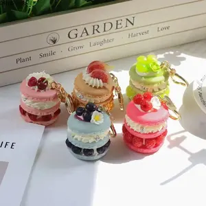 Macaron Fruit Car Keychain Charm for Bags and Daily Accessories, 3D Cute Dessert Pendant Keyring With Lightweight Decorative Design