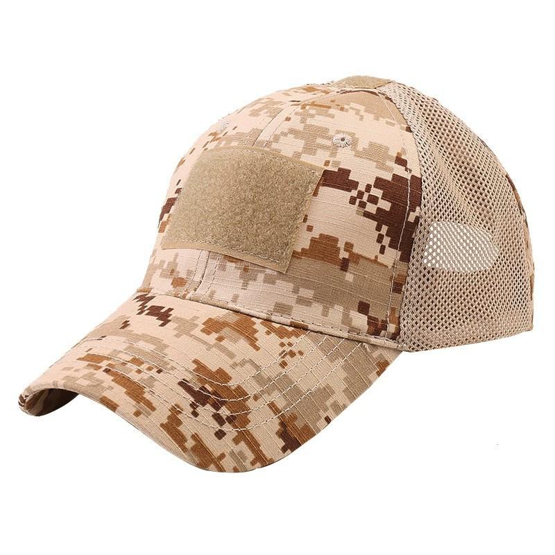 Men's Military Tactical Mesh Baseball Cap, Camouflage Velcro Duckbill Cap, Hiking Sun Protection Hat, Digital Camouflage, Suitable for Outdoor Hiking