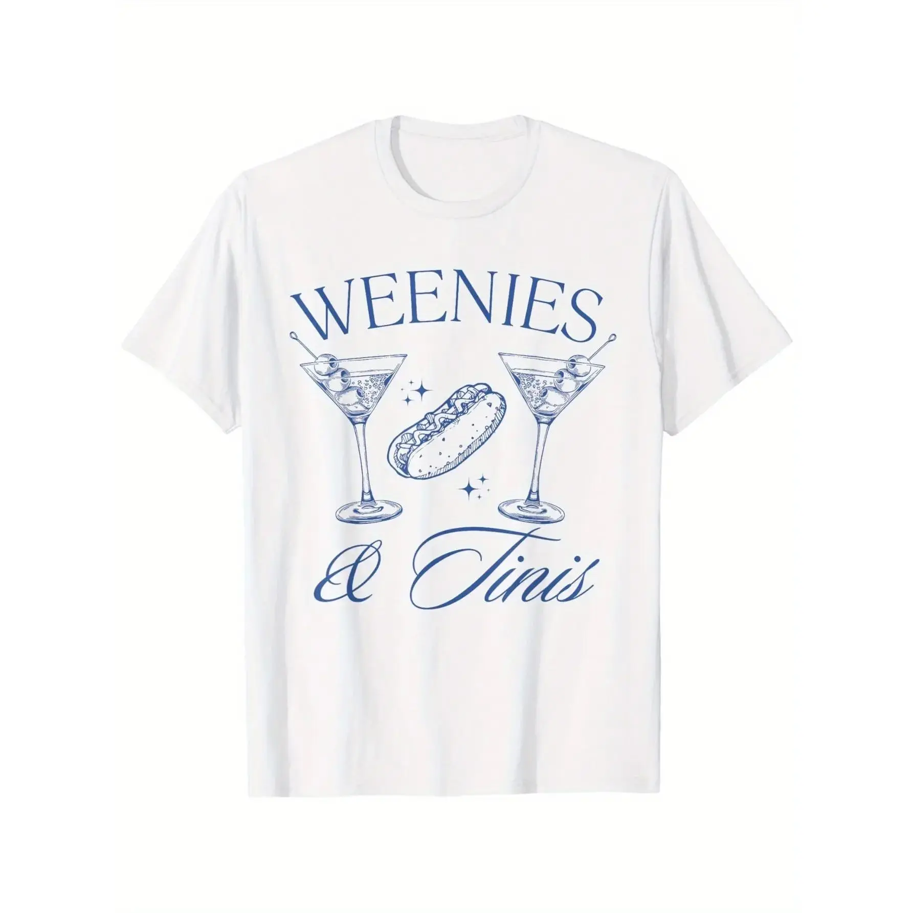 Weenies and Tinis Hot Dogs with Martini Cocktail Party T-Shirt, street style short T-shirt, comfortable suitable for Men's T-shirt, crew collar T-shirt, super soft, breathable,Men's gift