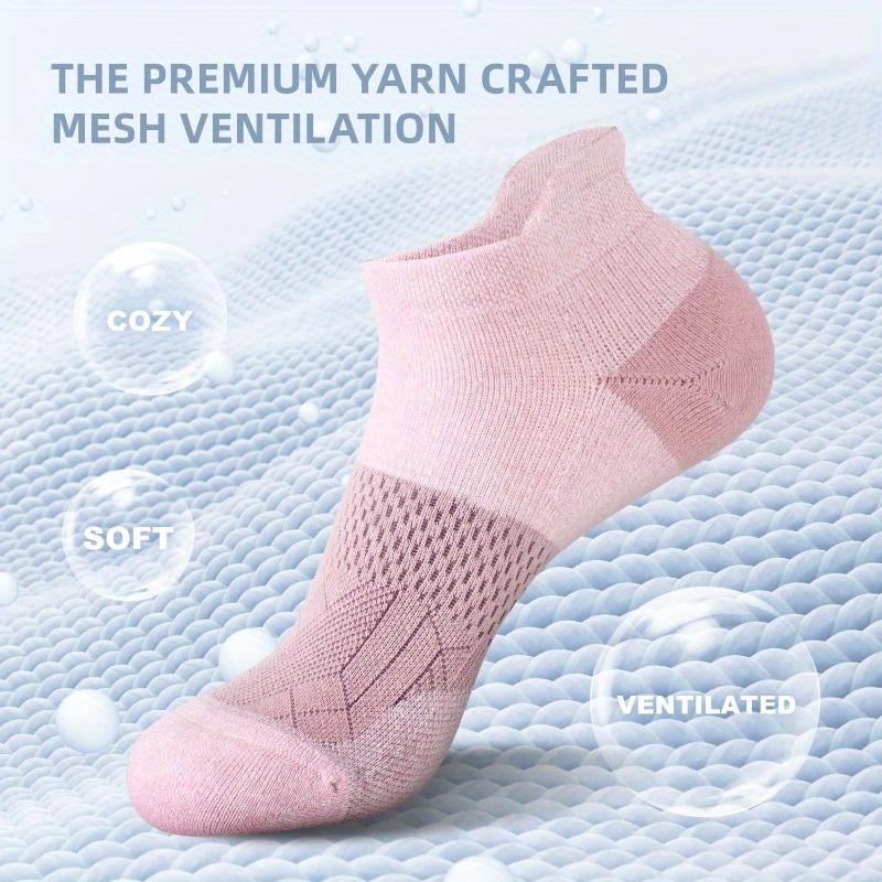 [5 Pairs Athletic Socks] 5 Pairs Women's Ankle Athletic Socks |     Cushioned, Breathable Polyester, Low Cut Tab |     All-Season Sports Socks for Running and Activities
