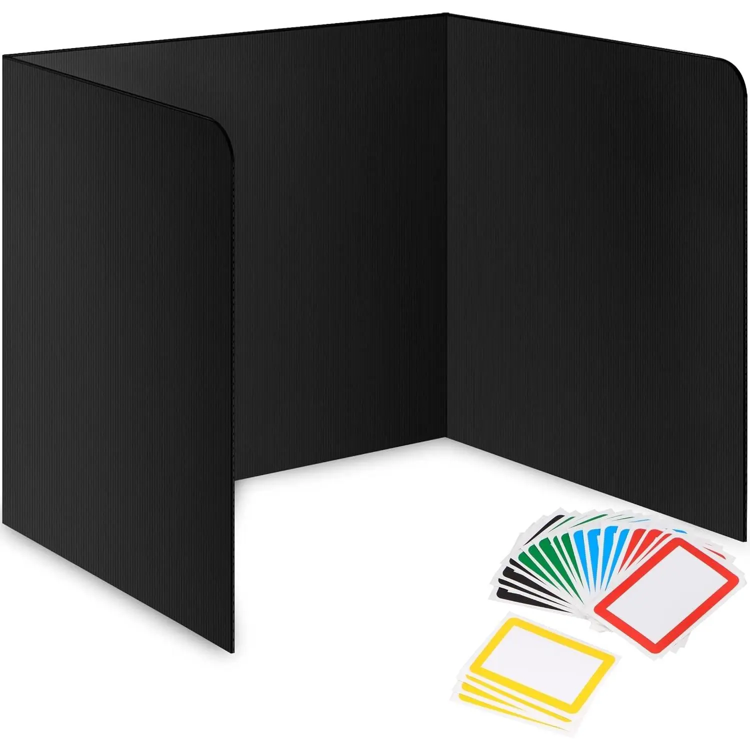 22-Pack Desk Dividers for Students - Durable Waterproof Plastic Study Carrel Divider, Easy-to-Clean Plastic Privacy Shield Folder Boards for Student Desks, Black Classroom Teacher Supplies