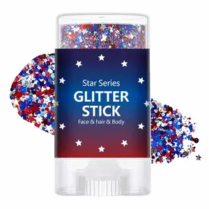 4th of July Glitter Stick – Red, White & Blue Body & Hair Sparkle, High-Shine Chunky Glitter Makeup for Independence Day, Festivals, Concerts, Parades & Party Celebrations