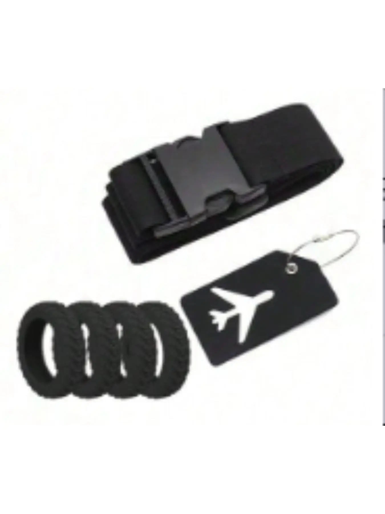 3-piece luggage accessory set: adjustable straps, silicone tags with name cards and wheel protectors. Fits all bags & suitcases, a must-have for travel, home, office and school, Traveling Essentials