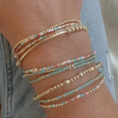 10pcs Bohemian Beaded Elastic Rope Bracelet Set, Women's Layered Elastic Bracelets, Stacked Bracelets, Perfect for Daily Wear, Dates, Parties and Beach Vacations