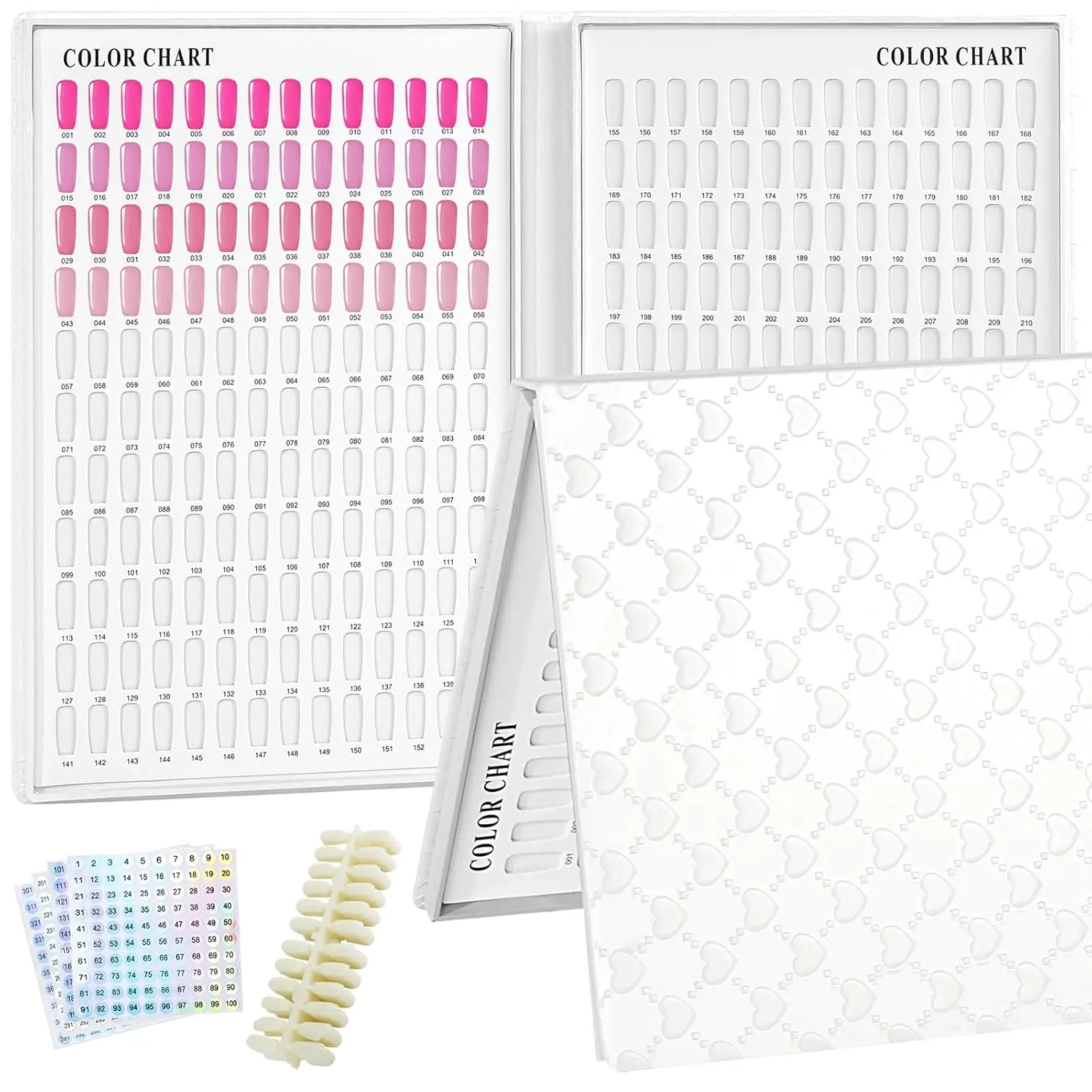 308 Colors Nail Swatches Book with 360 Nail Tips Professional Nail Color Chart Card Display Gel Polish Book Nail Painting Practice Design Board No Need Pasting, No Need Glue for Nail Salons