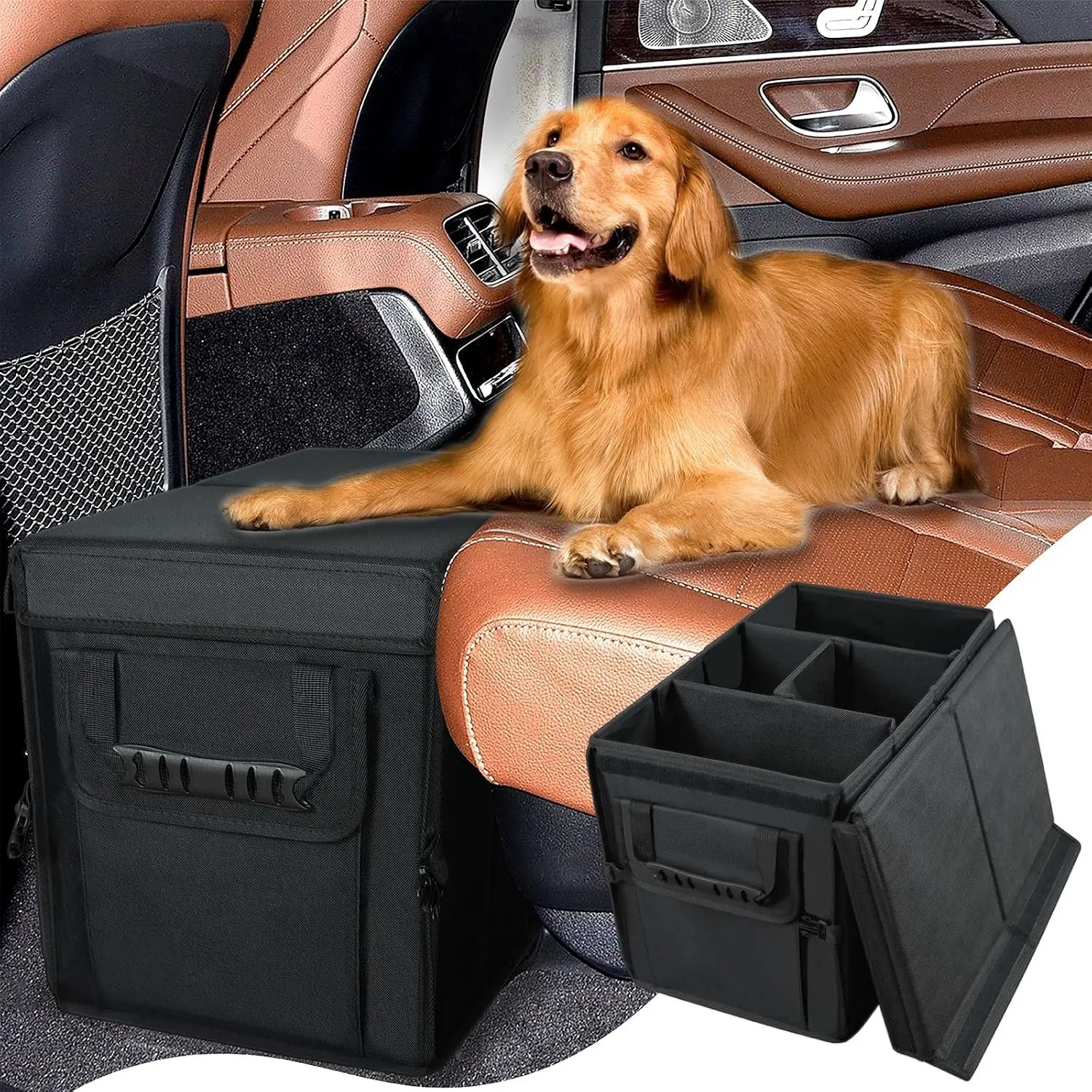 Car Seat Extender for Dogs, Backseat Extender for Large Dog up to 210 LBS, Foldable Back or Front Seat Extender for Most Cars Car Organizer Gap Filler