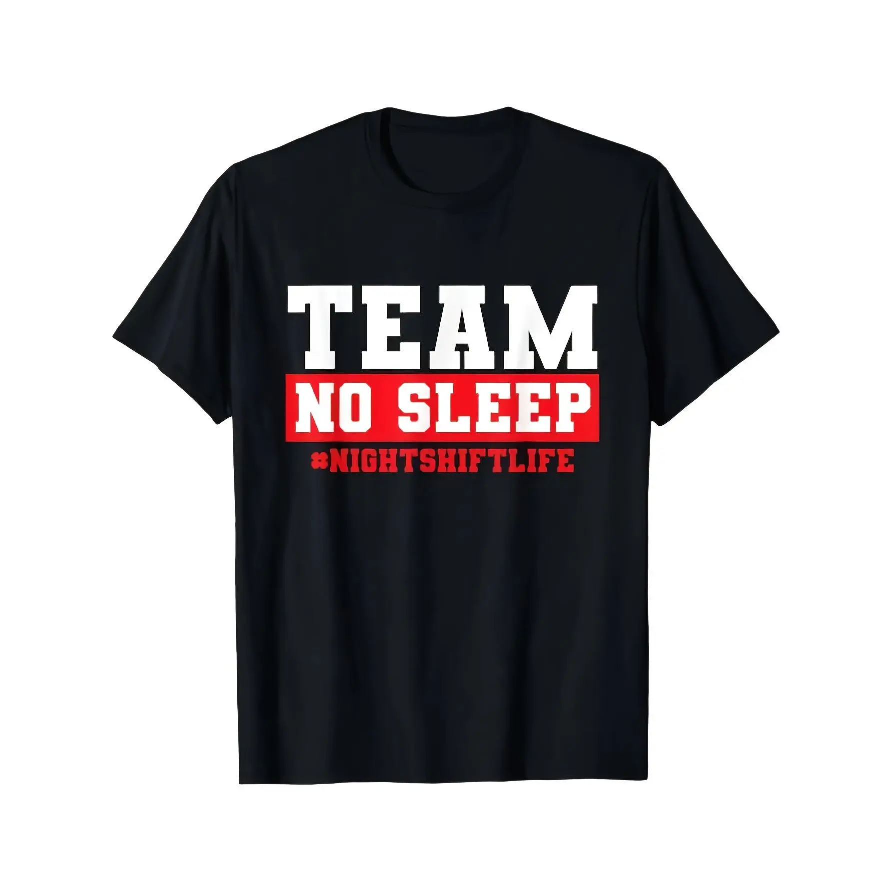 [100% Cotton] 100% Cotton TEAM NO SLEEP NIGHTSHIFT LIFE Graphic T-Shirt |   For Nurses Night Shift Workers, Unisex Adult, Black, Small, Short Sleeve, Casual, Machine Washable, Crew Neck, High Elasticity, Breathable, Fashionable and Trendy, All-Season, Vin