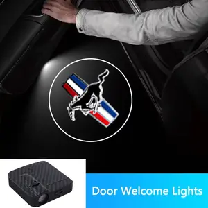 2pcs New Car Door LED Welcome Light Wireless Atmosphere Lamp HD Projector Ghost Shadow Lamp Fits For Ford Mustang Fiesta Ranger Fusion Mondeo Transit Auto Accessories