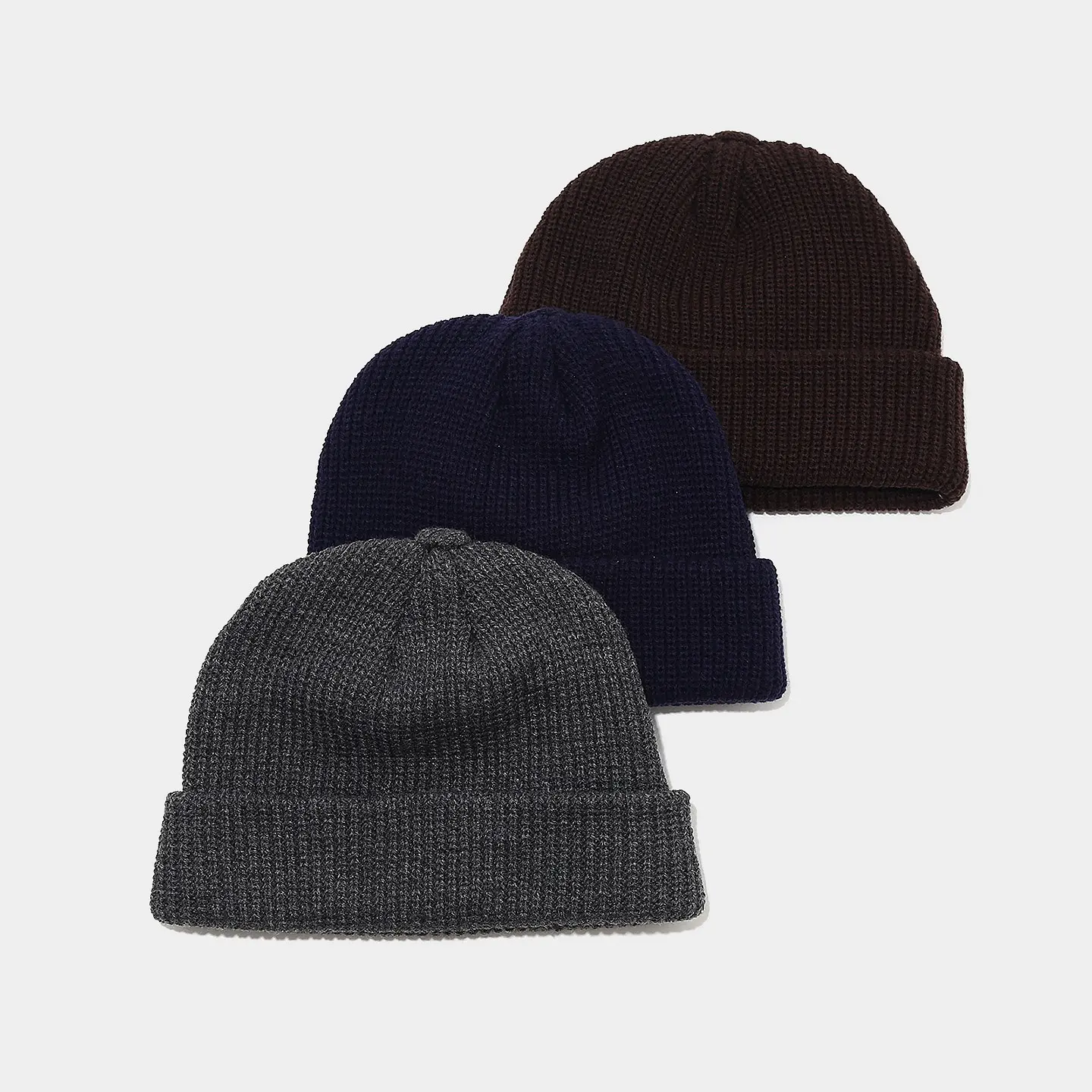 Unisex Ribbed Knit Beanie Hat - Solid Color Rolled Edge Cuff Docker Skullies - Multi-Colors for Autumn Winter Streetwear, All Seasons Sports & Outdoor Accessory, Plain, Casual