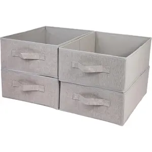Clothings Collapsible Storage Bins, Foldable Drawer Organizers Closet Storage Baskets Cube Storage Bin for Bedroom Living Room (4 Pack, Grey, 15.4x11.4x5.5inch)