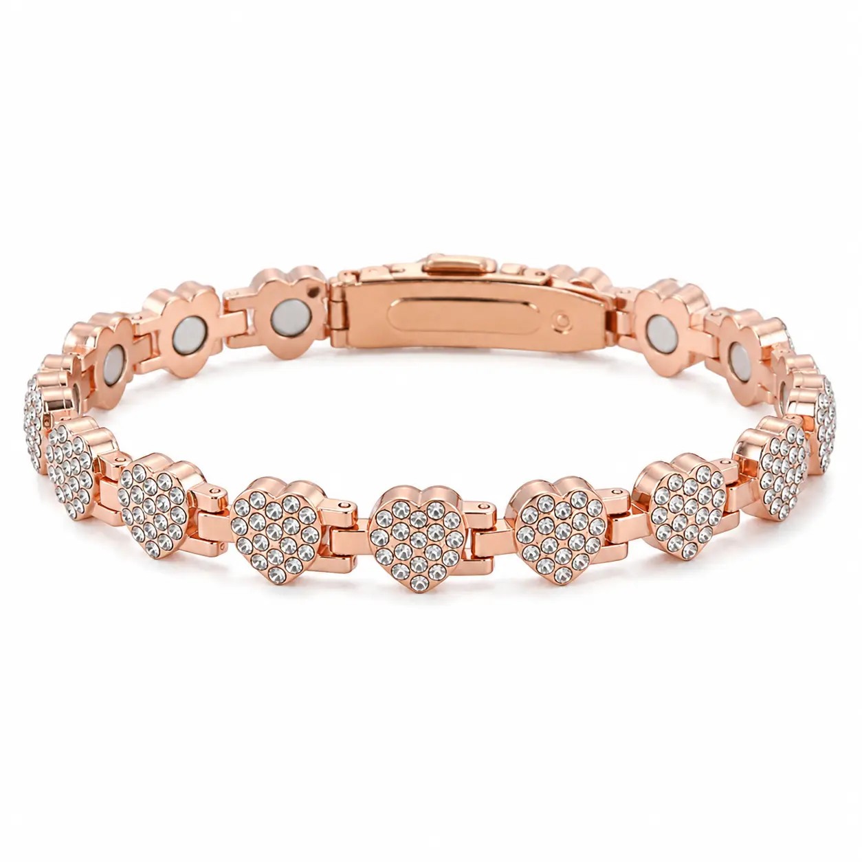 Daily little sparkle with this heart rose gold bracelet