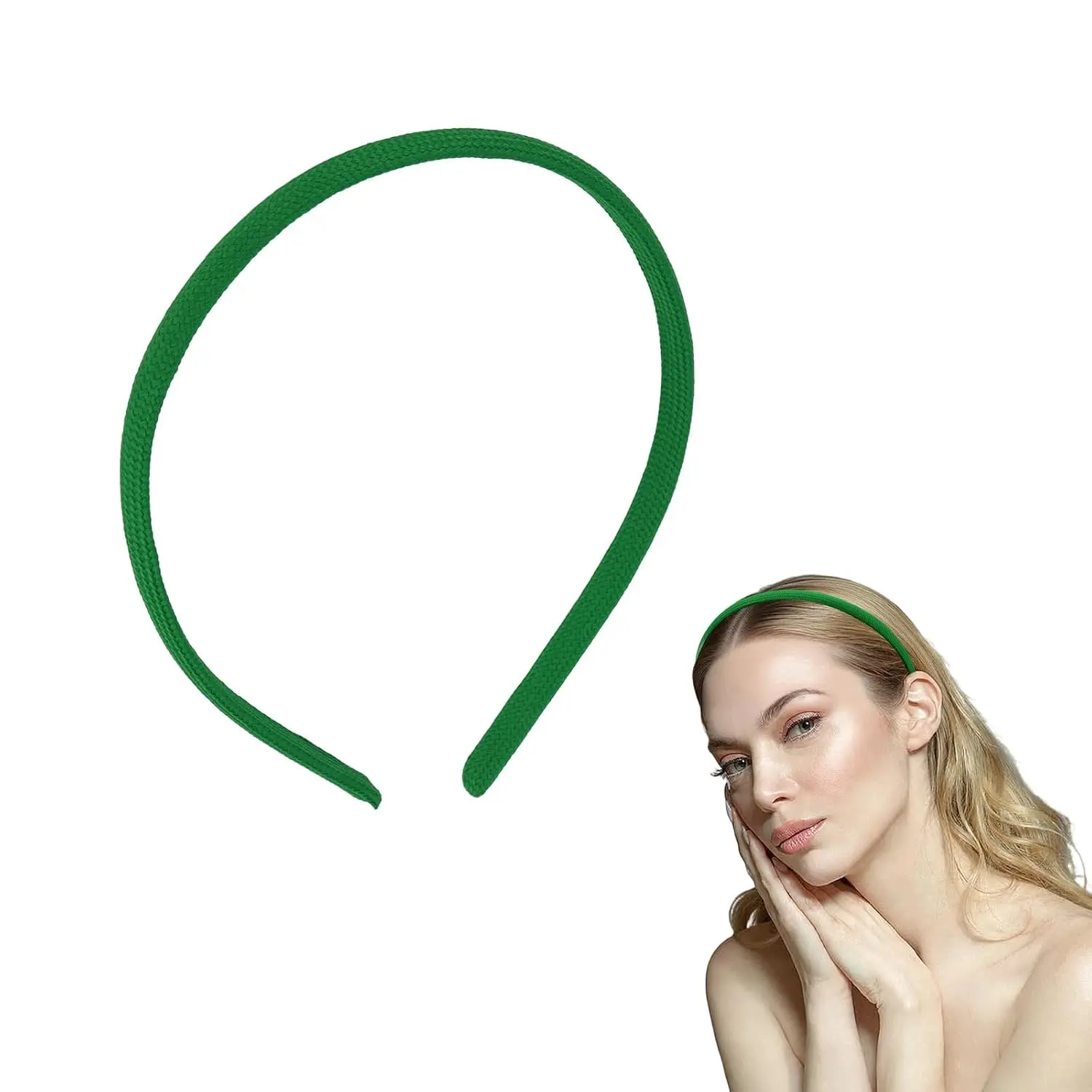 Green Headband Thin Headbands for Women Non Slip Hairbands for Women's Hair | Comfortable Hairband Soft Fabric  Band for DIY Party Daily Women’s Fashion Headbands Hair Accessories for Women & Girls