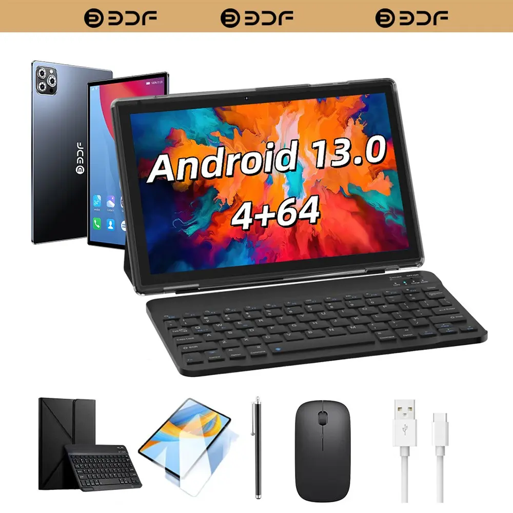 10.1 Inch Android Tablet PC, 4GB RAM & 64GB Storage, Includes Keyboard, Case, Mouse, Touch Pen, Dual Camera, Home & Office Use, Tablet Set Android, Tablet With Keyboard