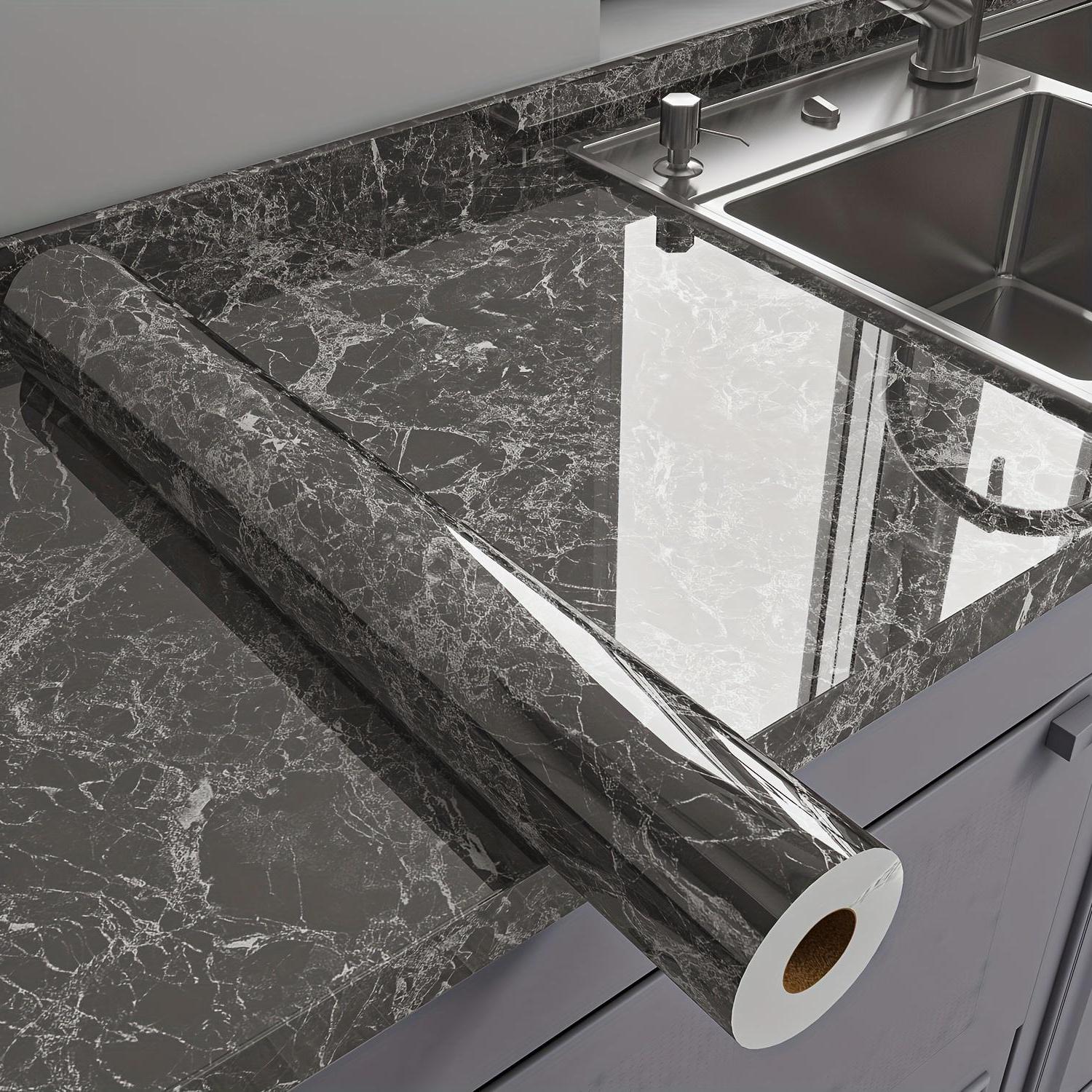 Glossy Marble-Look PVC Peel & Stick Contact Paper, Thick Self-Adhesive Removable Waterproof Pre-Pasted Furniture Stickers, DIY Home Decor for Kitchen Countertops, Cabinet Refurbishment Glossy Marble-Look PVC Peel & Stick Contact Paper, Thick Self-Adhesive Removable Waterproof Pre-Pasted Furniture Stickers, DIY Home Decor for Kitchen Countertops, Cabinet Refurbishment