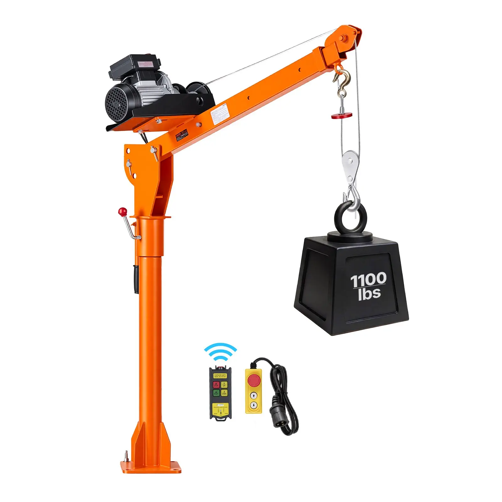 VEVOR Electric Truck Crane, 1100 lbs Pickup Truck Crane with PA800 Electric Hoist, 360° Rotating Telescopic Boom, Premium Galvanized Steel,Foldable Pickup Bed Jib Hoist for Machine Lumber Lifting