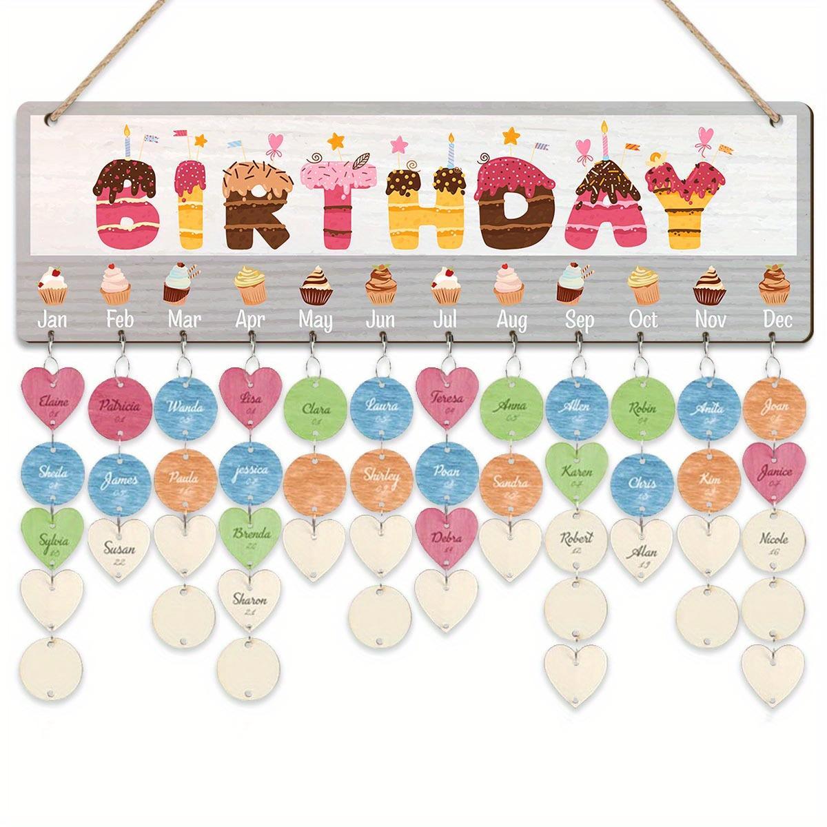 Wooden DIY Hanging Birthday Board, 1 Count Wall Mounted Birthday Anniversary Reminder Sign with 100pcs Wooden Labels, Suitable for Home Living Room, Bedroom Decoration, Ornaments, Modern Wall Decor