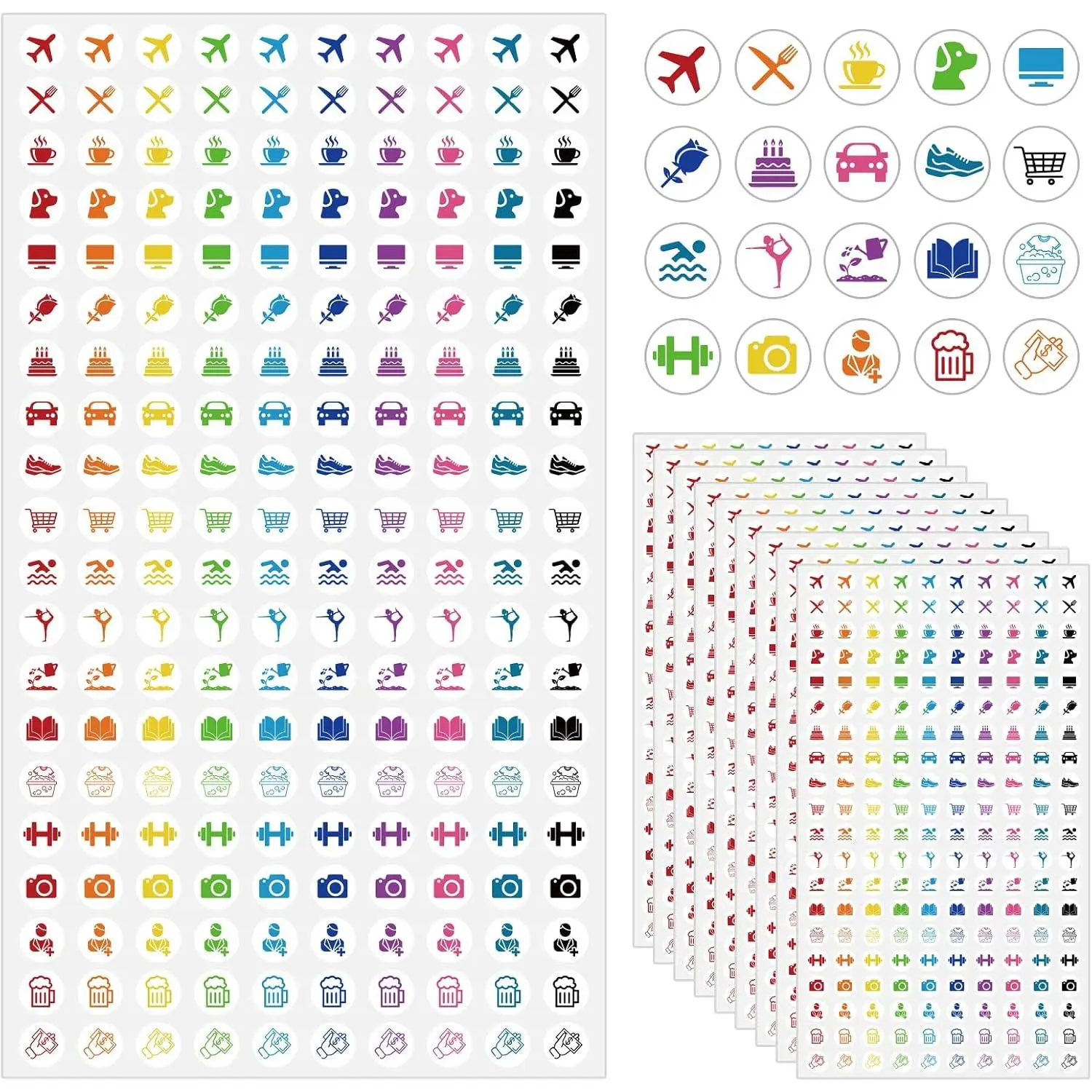 2000 count Mini Calendar Stickers 0.5in Workout Planner Label | Airplane Dining  Work Birthday  Shopping Swimming Yoga Housework for Diary Planner Calendar Plan Scrapbooking DIY Craft