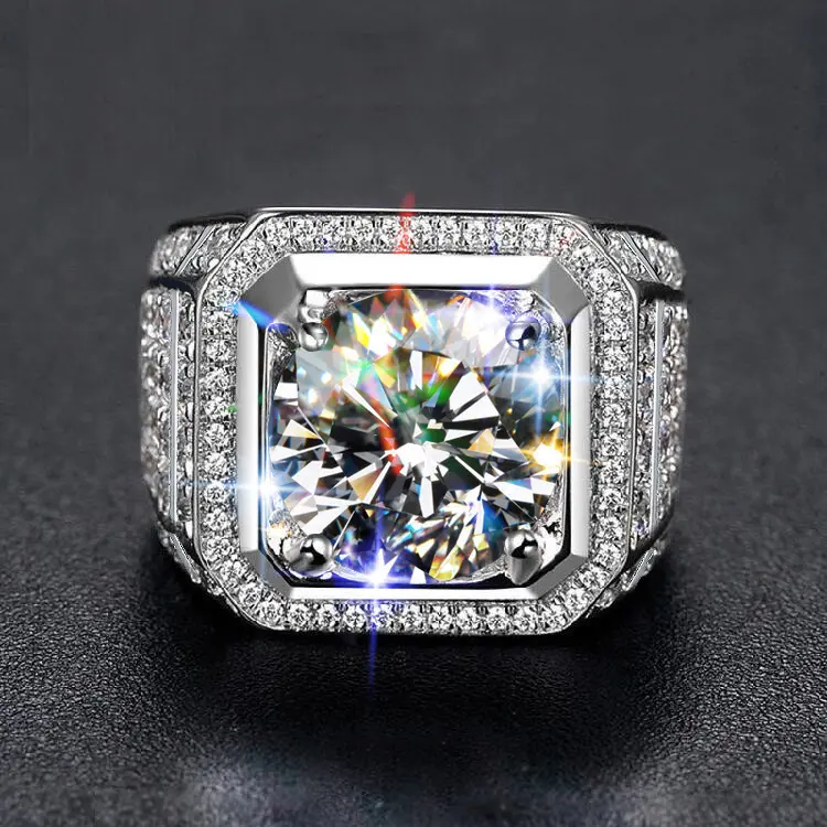 New-style men's ring with clustered moissanite and full pavé diamonds, luxurious, elegant and classic starry sky ringengagementrings
