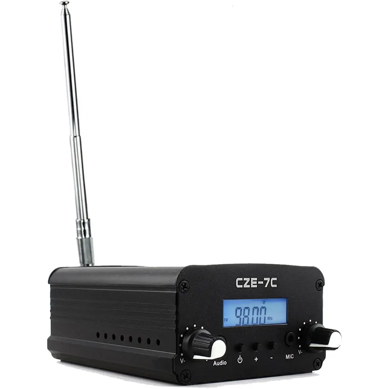 7W FM Radio Broadcast Transmitter for Church, Long Range, Stereo, Mini Radio Station with 3.5mm Mic Audio Jack for Drive-in Movie, Church Parking Lot, Lights  Show