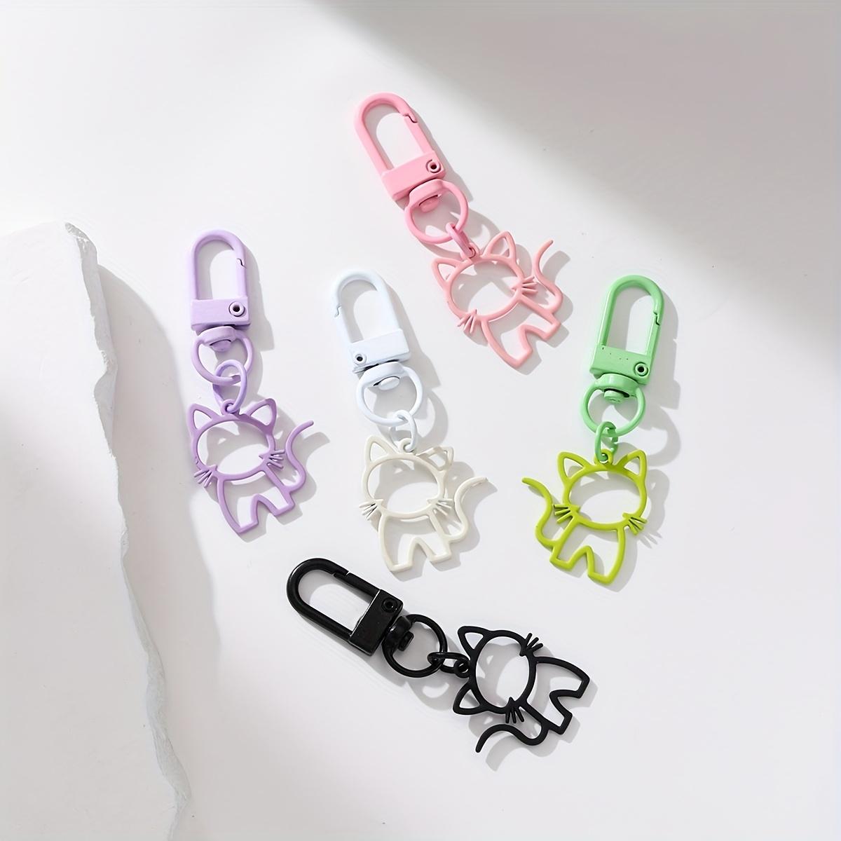 1pc Cute Cat Keychain with Hollow Design - Alloy Car Key & Backpack Charm, Colorful Cat Keyring for Valentine's Day Gift, Men's Fashion Accessory, Playful Key Holder | Quality Metal Ring Attachment, Cute Keychain