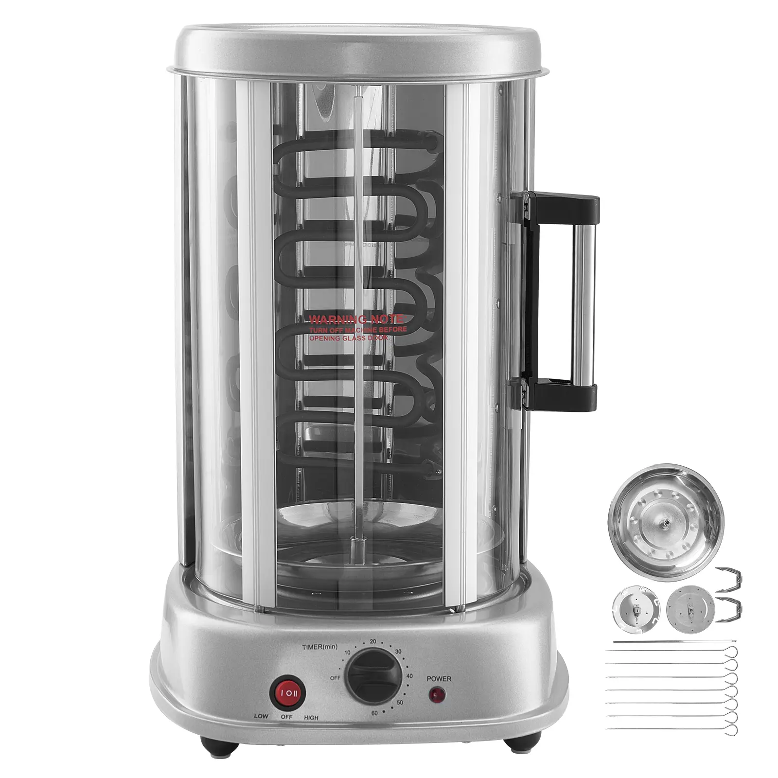Shawarma Grill Machine, Vertical Chicken Shawarma Cooker Machine Countertop, Electric Stainless Steel Broiler Gyro Rotisserie Oven Doner Kebab Machine, for Home Restaurant Kitchen Parties, 20 L