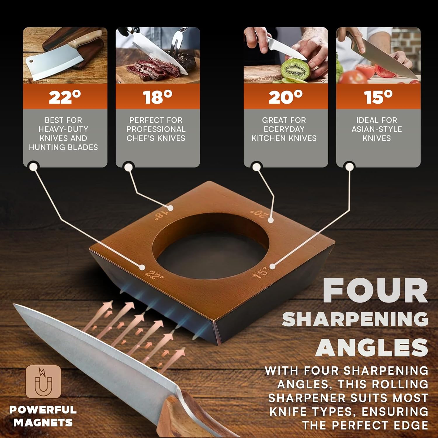 Rolling  Sharpener Kit,  Cylindrical Design, Heavy Dutty 600,1000 Daimond & 6000 Grit Replacement Disc, 4 Precision Angles,  Sharpening Kit for  Kind of