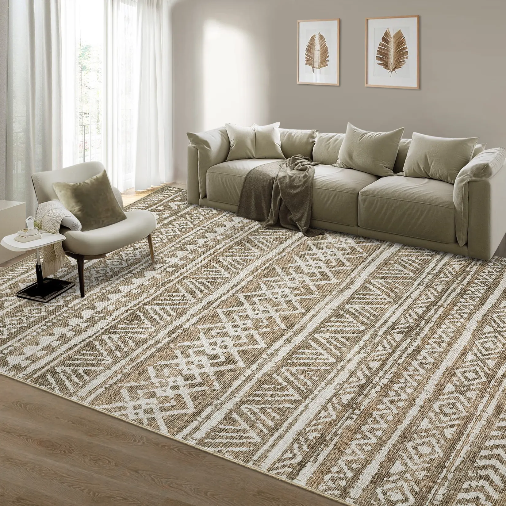 Washable Moroccan Area Rugs Living Room Rug, Soft Large Boho Rugs with Non Slip Backing Stain Resistant Non Shedding Floor Carpet for Bedroom Farmhouse Dining Room Home Decor Rugs