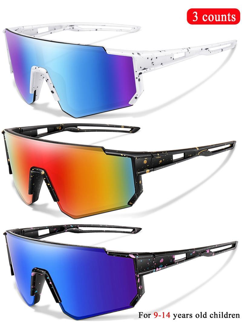 3 Pairs Youth Sunglasses with UV Protection for Wholesale Goggles Retail age 9-14 Years Old Boy Girls Baseball Cycling Running ski