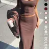 【Black Friday】New Women's Two-Piece Set, Solid Tank Top & High-Slit Skirt, Elegant Slim Fit for Daily Commute, Spring & Fall Fashion, Skirt and Top Set