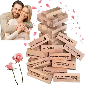 48Pcs Super Naughty Block Tower Game, Valentine Tumbling Tower Stacking Blocks, Fun Date Night Activities, Date Night Party Game 1 Set