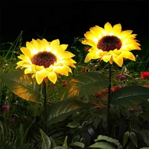Amazon Outdoor Solar Sunflower Stem Light Garden Stake Lawn Decorative Lamp Pathway Flower Decor