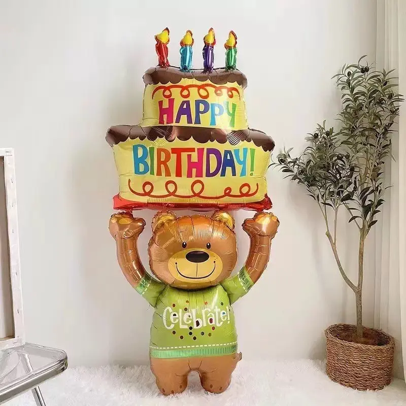 1pcs  birthday party balloon, teddy bear-shaped birthday cake balloon and party balloon decorations