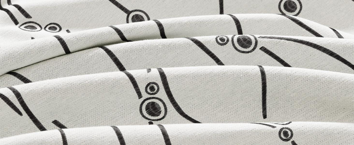 Curtains 72 inch Length 2 Panel Set Grommet Linen Curtain for Living Room Light Reducing Drapes Cream Farmhouse Draperies Textured Window Curtains Black Pattern