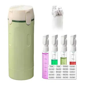 4 in 1 Travel Pump Dispenser Bottle, 30ML 4 Pack Leak-Proof Pump Containers with Measurement Scale & Label Stickers, Portable Bottles for Toiletries, Shower & Travel Use