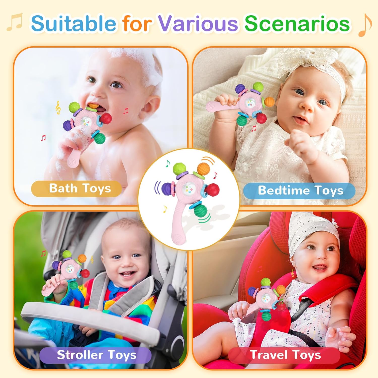 Baby Teether Rattle Toy, Baby Teething and Sensory Toy for Early Education and Motor Skills Training, Birthday Gift for Boys and Girls #GLOBAL PICKS Baby Teether Rattle Toy, Baby Teething and Sensory Toy for Early Education and Motor Skills Training, Birthday Gift for Boys and Girls #GLOBAL PICKS