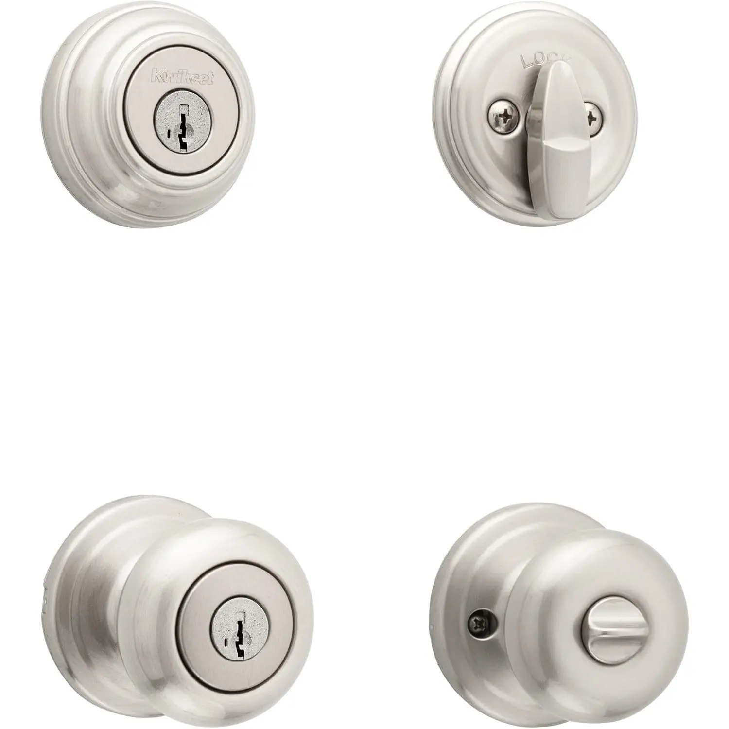 991 J 15 SMT CP 991 Juno Entry Knob and Single Cylinder Deadbolt Combo Pack featuring SmartKey in Satin Nickel
